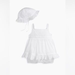 NWT Ralph Lauren Baby Girl's Voile Bucket Hat & Dress Set